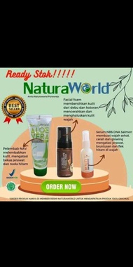 Paket Glowing Natura World Beauty Spray Aloevera Shooting Gell Sabun Coklat Wajah