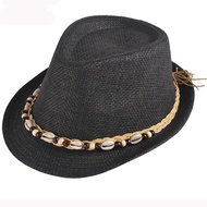 HT3195 Straw Beach Hat Men Women Beads Band Summer Sun Hat Vintage Male Female Beach Cap Unisex Trilby Fedora Jazz Panama Hat