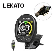 LEKATO Multi Guitar Tuner Clip-On Tuner Metronome Rechargeable for Gitar Akustik/Bass/Ukulele
