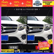 Logo Emblem Badge Lip Cover Benz Grille 3D Metal Hook Sticker Trim Chrome Silver CLA CLS GLA A45 Ste