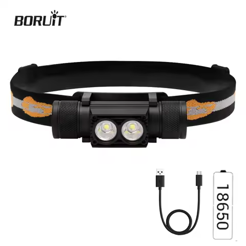 BORUiT D25 Work Headlamp USB Rechargeable Headlight Waterproof Torch For Fishing Head Flashlight Cam