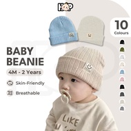 [4M-2Y]Smiley Face Baby Beanie Baby Cap Baby Hat Wool Knitted Topi Budak Lelaki Topi Budak Perempuan