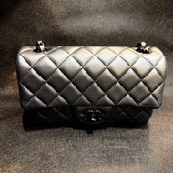 Chanel mini CF Coco20 銀黑灰羊皮銀黑釦