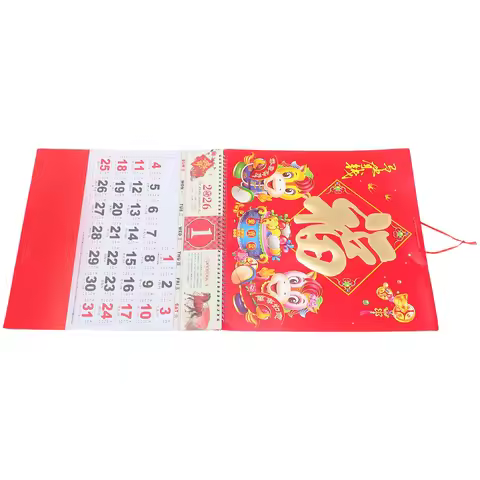 Chinese New Year Wall Calendar 2026 Year of Horse Zodiac Foil Lunar Calendar for Restaurants Home Of