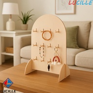 LUCILLE Earring Display Rack, Wooden 3 Layers Jewelry Storage Rack, Durable Detachable Arch Hook Sty