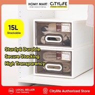 Citylife Drawer Storage Box 15L Storage Box Stackable Storage Box Plastic Drawer Cabinet Organizer