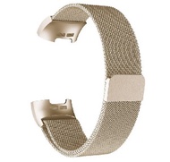 適用fitbit charge3/4米蘭錶帶 磁吸金屬回環鋼帶, 復古金 (S碼/L碼)