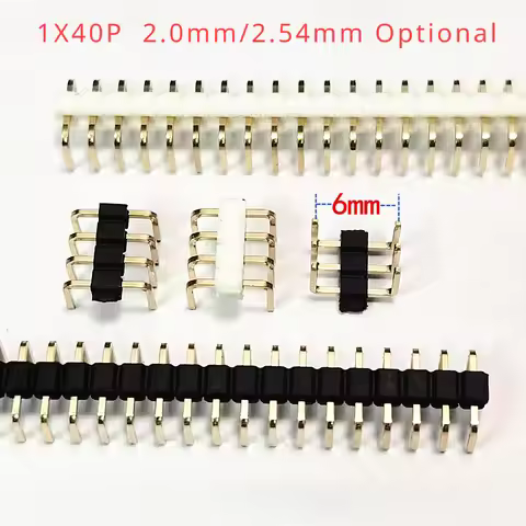 10pcs 2.54mm/2.0mm U Shape Single Row 1x40P Right Angle RA DIP Connector Button Entry Gold Breakable