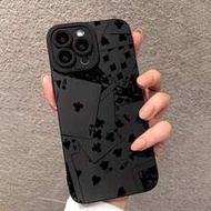 1 ชิ้น เคสโทรศัพท์ป้องกันการตกแบบหนา ขอบตรง ลายไพ่พ่นสี ช่องตัดแม่นยำ เคสป้องกันสำหรับ IPhone 16/ 16