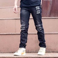 CELANA JEANS SOBEK PRIA ABU BIKERS PREMIUM / CELANA JEANS SKINNY SLIMFIT ROBEK KEKINIAN YANG LAGI HI