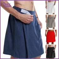 Men Bathrobe Bath Towel Adjustable Elastic Waist Homewear Nightgown Pocket Outdoor Sports Swimming G