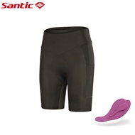Santic Women Cycling Shorts High Waist Slim Fit Breathable High Elastic 5 Hours Italian Cushion Bicy