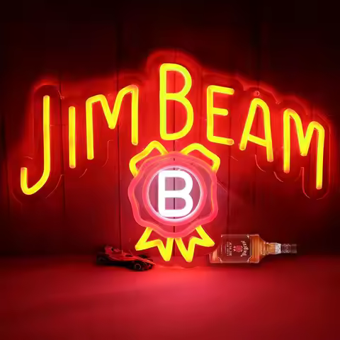 Bar Neon Sign, Jim Beam Whiskey LED Neon Light for Wall Decor, USB Powered Neon Signs, Acrylic Neon 
