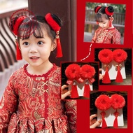 Multi Style Children Red Plush Hair Rope New Year Tassel Girls Red Hair Q6i5