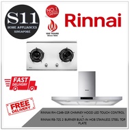 RINNAI RH-C249-SSR CHIMNEY HOOD LED TOUCH CONTROL  +  RINNAI RB-72S 2 BURNER BUILT-IN HOB STAINLESS STEEL TOP PLATE