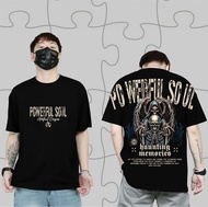 jmhd STORE KAOS T-SHIRT / KAOS BERGAMBAR ANGEL SKULL / KAOS TULISAN POWERFULL SOUL / KAOS OUTFIT TRE