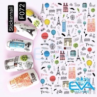 3D Nail Sticker with 7 Wonders of the World Pattern F072