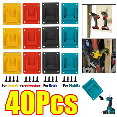 1-40Pcs Wall Mount Electric Tool Holder for Makita Bosch 18V Dewalt Milwaukee for Drill Power Storag