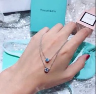 ✨現貨 Tiffany & Co./Tiffany necklace with round diamonds, women's bright diamond sapphire pendant