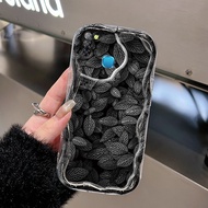 HP Infinix Smart 5 Phone Case Black Leaf Picture Phone Case Softcase with retro Style Wavy Side Sili