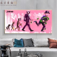 Perilla-Banksy กราฟฟิตีเงินจากลิงไปยังผู้ชายภาพวาดสัตว์บนผ้าใบโปสเตอร์และการพิมพ์ภาพตกแต่งบ้าน Cuadr