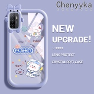 เคส Chenyyka สำหรับ OPPO A53 2020 4G A53s 4G A11s A33 A32 2020ลายการ์ตูนรูปหมีกระต่ายดาวเคราะห์น้อยน่ารักสีสันสดใสเคสเลนส์กล้องถ่ายรูปแบบนิ่มซิลิโคนโปร่งใสกันกระแทกแบบใสง่ายเคสป้องกัน