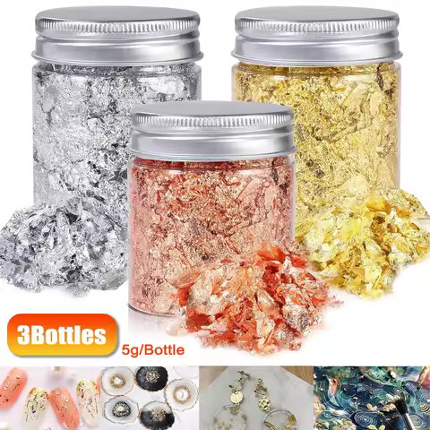15Grams Gold Foil Leaf Imitation Gold Leaf Flakes for Resin Nail Art GlitterPainting Jewelry Making 