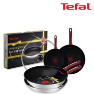 Tefal Unique Induction Premium Frying Pan 20cm+24cm+28cm+Multi Pan 28cm+Glass Lid CT1-UQFP202428W28G
