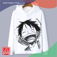 HITAM PUTIH Best Selling!! Hodie Oversize Luffy Sweater Hudy Over Size Anime Japan Sweater Hoodie Bigsize One Piece Sweeter Hoodies Men Women Sweater Hudy Distro Bandung Material Tiedye Size M L XL XXL Swither White Adult Suither Tiedye Black White