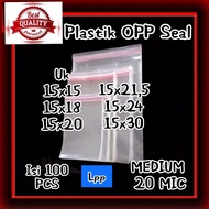 Top Seal Opp Plastic size 15x15, 15x18, 15x20, 15x21.5, 15x24, 15x30 cm ~ Medium 20 Micron.