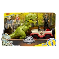 Dinosaurs with Imaginext Jurassic World T characters. Rex Escape 3 figures Jurassic Park Jeep & T-Re