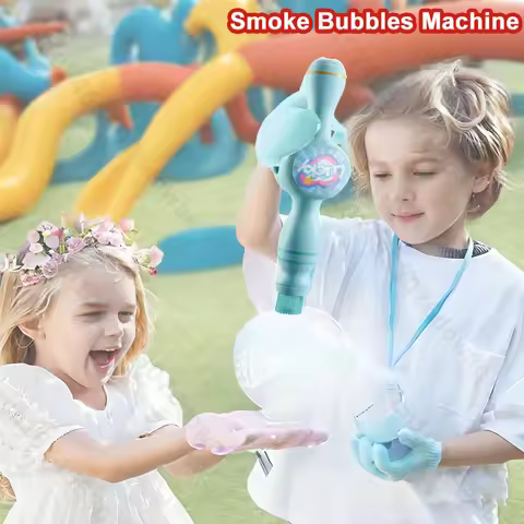 Smoke Bubble Machine Elastic Bubble Fog Magic Wand Interactive Colorful Lights Bubble Blowing Machin