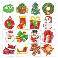 EMOME 408 PCS Christmas Temporary Tattoos, Xmas Glitter Tattoo Stickers for Kids Individually Wrappe