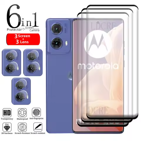 6-in-1 For Moto G85 Glass Moto G85 Tempered Glass Full Cover Curved HD 9H For Screen Protetor Motoro