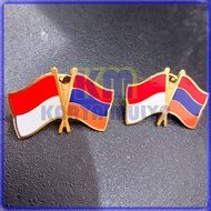 Indonesian Armenia Friendship Flag Pin Cross Flag Pin Indonesia Armenia- Karya Mulya