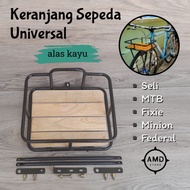 Federal Minion MTB Vintage Fixie Bike Basket with Wooden Base Box Bicycle Basket