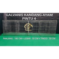GALVANIZED CAGE BOX 4 HOLE P.180 L.50 CONTAINING 50 DOORS 4 CHICKEN ENLARGEMENT