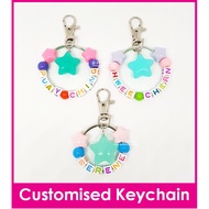 Stars / Customised Cartoon Ring Name Keychain / Bag Tag / Christmas Gift Ideas / Birthday Goodie Bag / Present