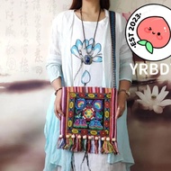 YRBWDYZDH Women Shoulder Bag, Fashion Hmong Tribal Ethnic Message Bag, Thai Indian Boho Tassels Vint