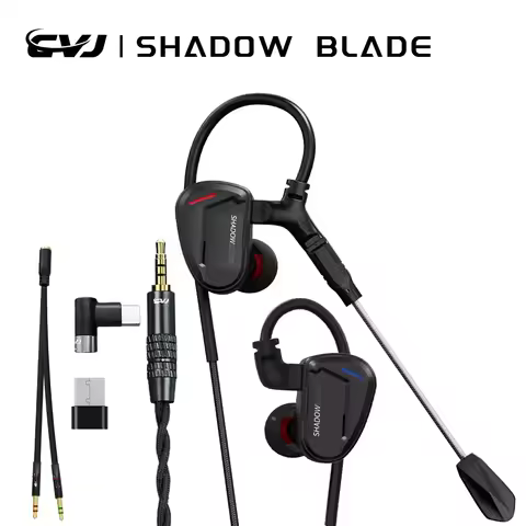 CVJ Shadow Blade In-Ear Monitor Earphones With Detachable Boom Mic Vibration Feedback Immersive Game