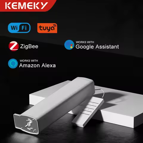 KEMEK Smart WiFi+RF Curtain Motor Auto Roller Blind Opener Works with Tuya/Alexa/Google Home Voice C