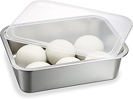 BSTKEY Pizza Dough Proofing Box, Stackable Stainless Steel Food Storage Box Container with Lid, Fits