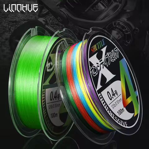 LINNHUE PE Braided Fishing Line 4 Strands 100M 7 Color Multifilament Super Strong Fishing Line Japan