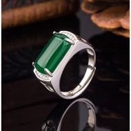 Natural Agate Chalcedony Ring Men's Emerald Ring  Cincin Batu Akik Asli Cincin Zamrud Lelaki