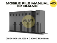 Mobile File Filing Kabinet / Lemari Rak Dorong Rel 4 sap Mekanik