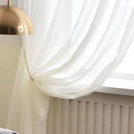 Ready Stock White Sheer Curtains for Living Room Solid Sheer Curtain Panels Voile Rod Pocket Window Treatment Tulle Bedroom Drapes