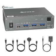 4K USB C KVM Switch 2 Monitors 2 Computers,4K@60Hz Dual Monitor USB 3.0 USB Typc C KVM Switcher EU P