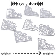 RYEIGHTON 8Pcs Flowers Die Cuts, Metal Lace Corner Die Cuts, Embossing Template Flowers Silver 2 Inc