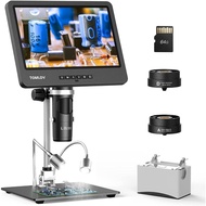TOMLOV DM602 Digital Microscope,10.1 inch LCD HDMI Microscope 1500X 3 Lens Soldering Microscope Coin