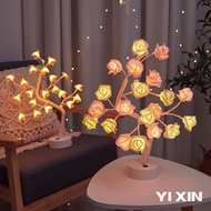 YIXIN LED Rose Flower Light Decoration Simulation Night Light Rose Flower Tree Light Bee Tree Light Usb Decoration Room Gift Night Light Colorful Light Decoration